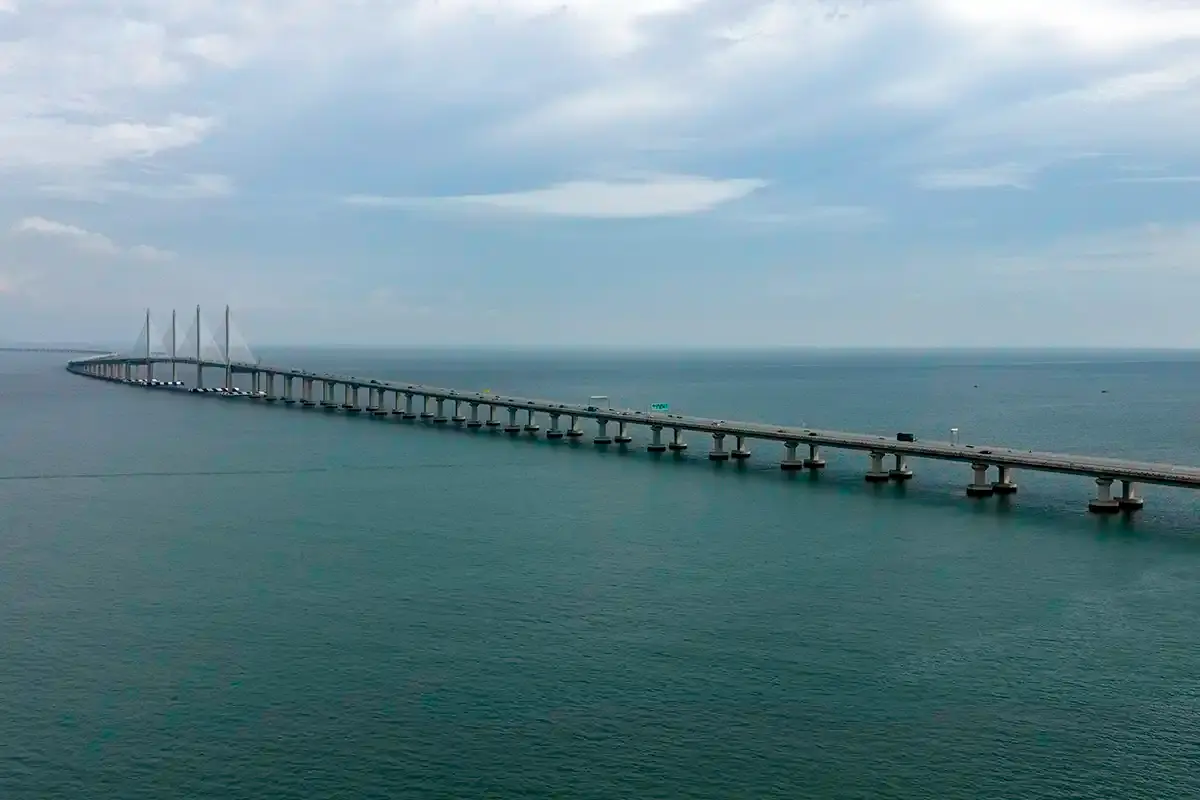 Penang Bridge linking mainland Penang with Penang Island