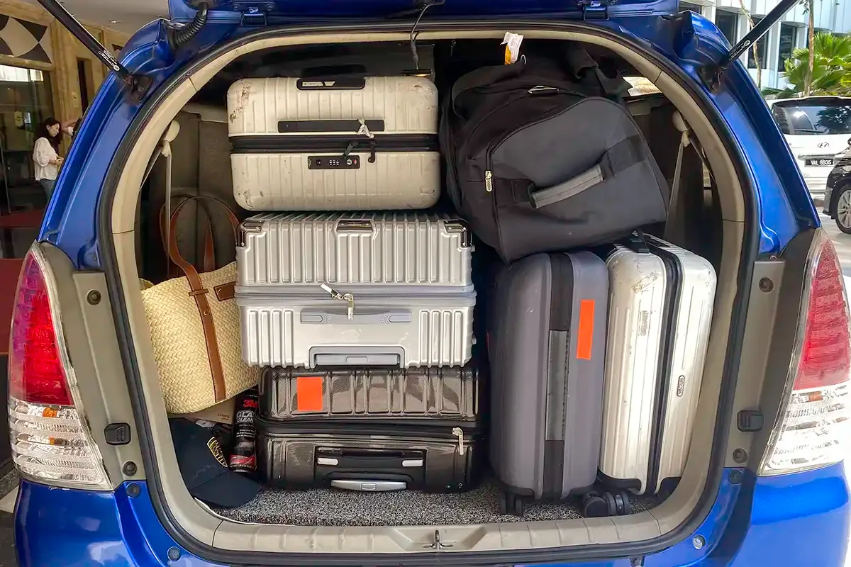 Luggage loaded in the rear of the My Little Taxi Toyota Innova